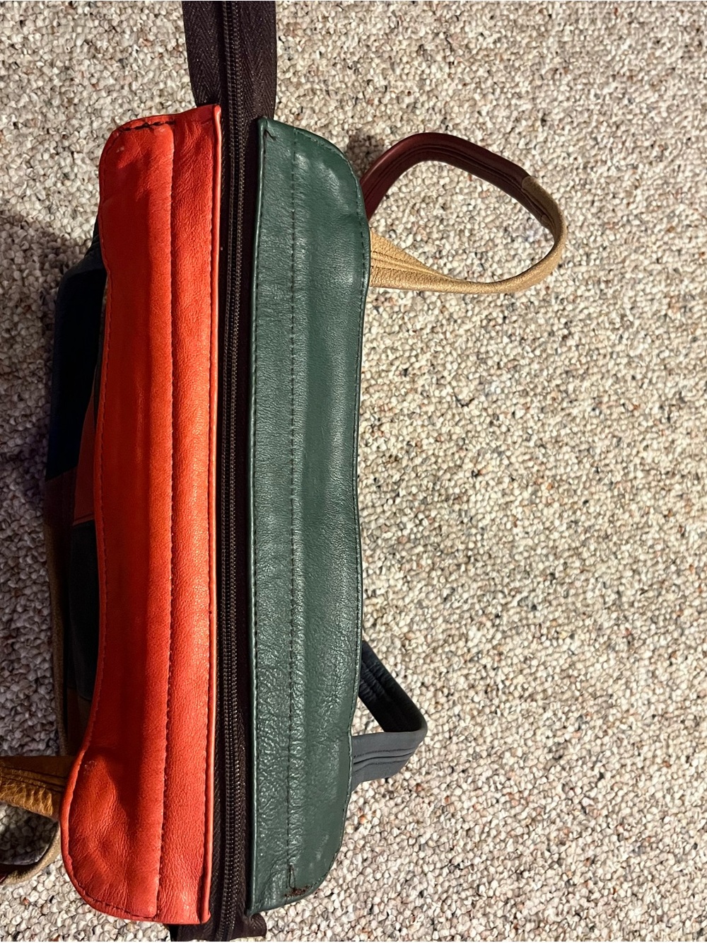 Vintage Colorblock Multicolor Leather Crossbody Bag - Picture 6 of 14
